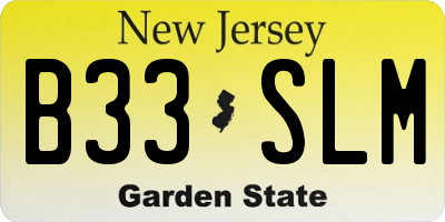 NJ license plate B33SLM