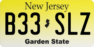 NJ license plate B33SLZ