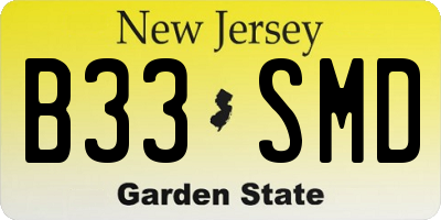 NJ license plate B33SMD