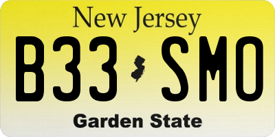 NJ license plate B33SMO