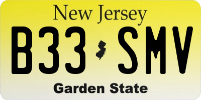 NJ license plate B33SMV