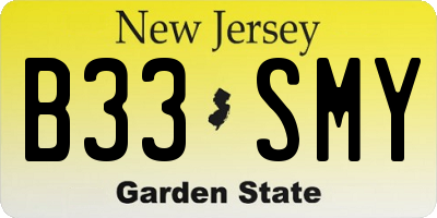 NJ license plate B33SMY