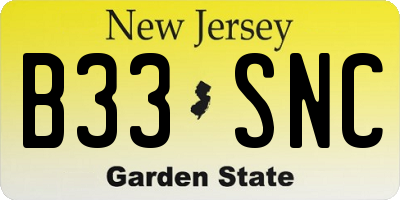 NJ license plate B33SNC
