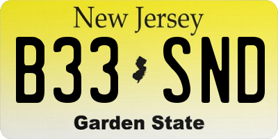 NJ license plate B33SND