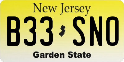 NJ license plate B33SNO