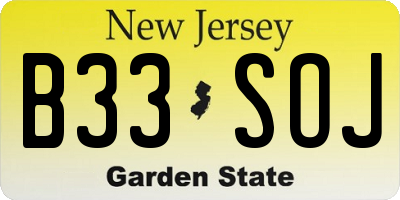 NJ license plate B33SOJ