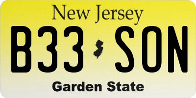 NJ license plate B33SON