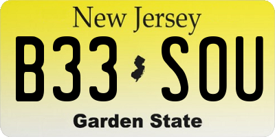 NJ license plate B33SOU