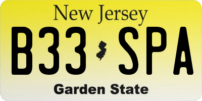 NJ license plate B33SPA