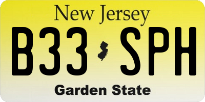 NJ license plate B33SPH