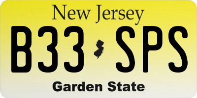 NJ license plate B33SPS