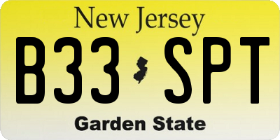 NJ license plate B33SPT