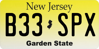 NJ license plate B33SPX