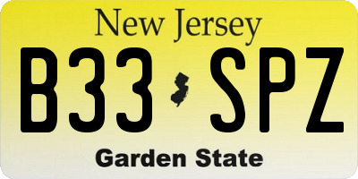 NJ license plate B33SPZ