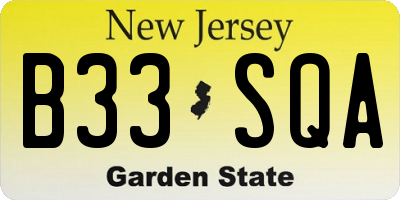 NJ license plate B33SQA