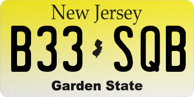 NJ license plate B33SQB