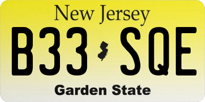 NJ license plate B33SQE
