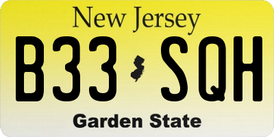 NJ license plate B33SQH