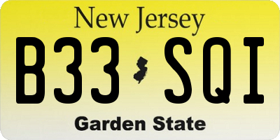 NJ license plate B33SQI