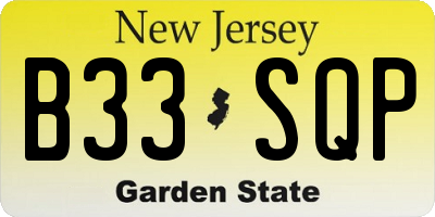 NJ license plate B33SQP