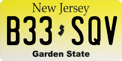 NJ license plate B33SQV