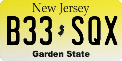 NJ license plate B33SQX