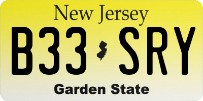 NJ license plate B33SRY