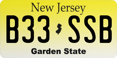 NJ license plate B33SSB