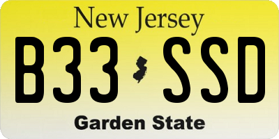 NJ license plate B33SSD