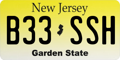NJ license plate B33SSH