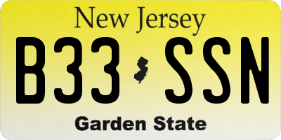 NJ license plate B33SSN