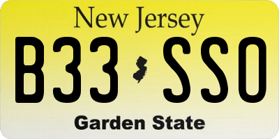 NJ license plate B33SSO