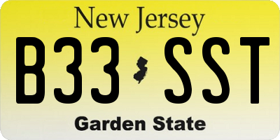 NJ license plate B33SST