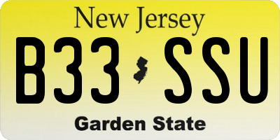 NJ license plate B33SSU