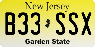 NJ license plate B33SSX
