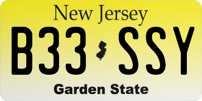 NJ license plate B33SSY
