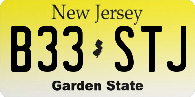 NJ license plate B33STJ