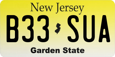 NJ license plate B33SUA