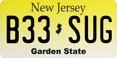 NJ license plate B33SUG