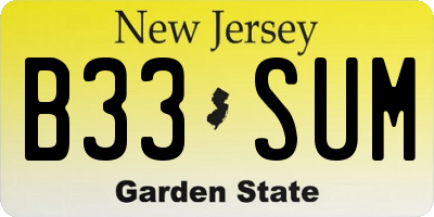 NJ license plate B33SUM