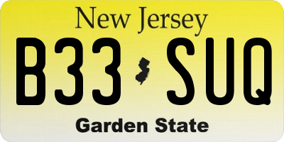 NJ license plate B33SUQ