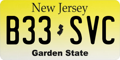 NJ license plate B33SVC
