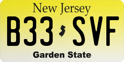 NJ license plate B33SVF