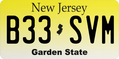 NJ license plate B33SVM