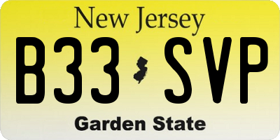 NJ license plate B33SVP