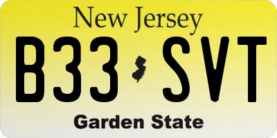 NJ license plate B33SVT