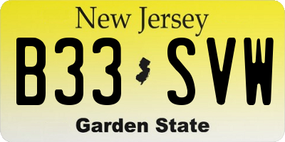 NJ license plate B33SVW