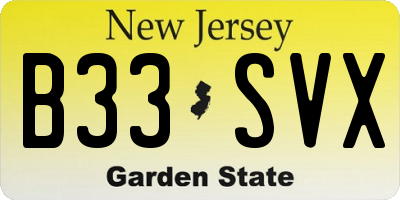 NJ license plate B33SVX