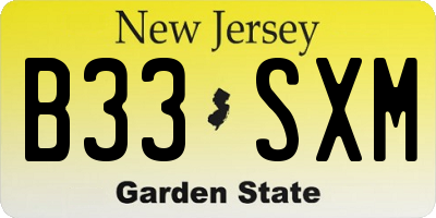 NJ license plate B33SXM