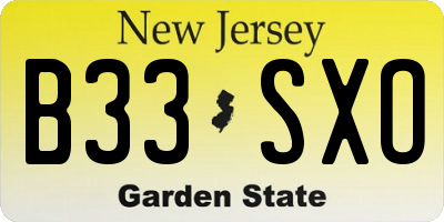 NJ license plate B33SXO